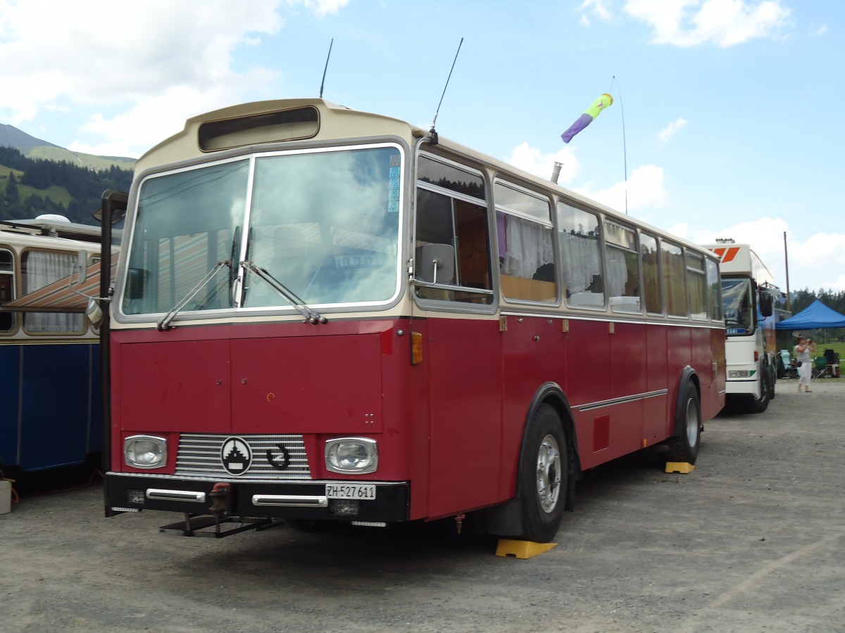 (146'363) - Niederer F., Langwiesen - ZH 527'611 - Saurer/T�scher (ex Sol�r+Fontana, Ilanz) am 17. August 2013 in Lenk, Metschbahnen