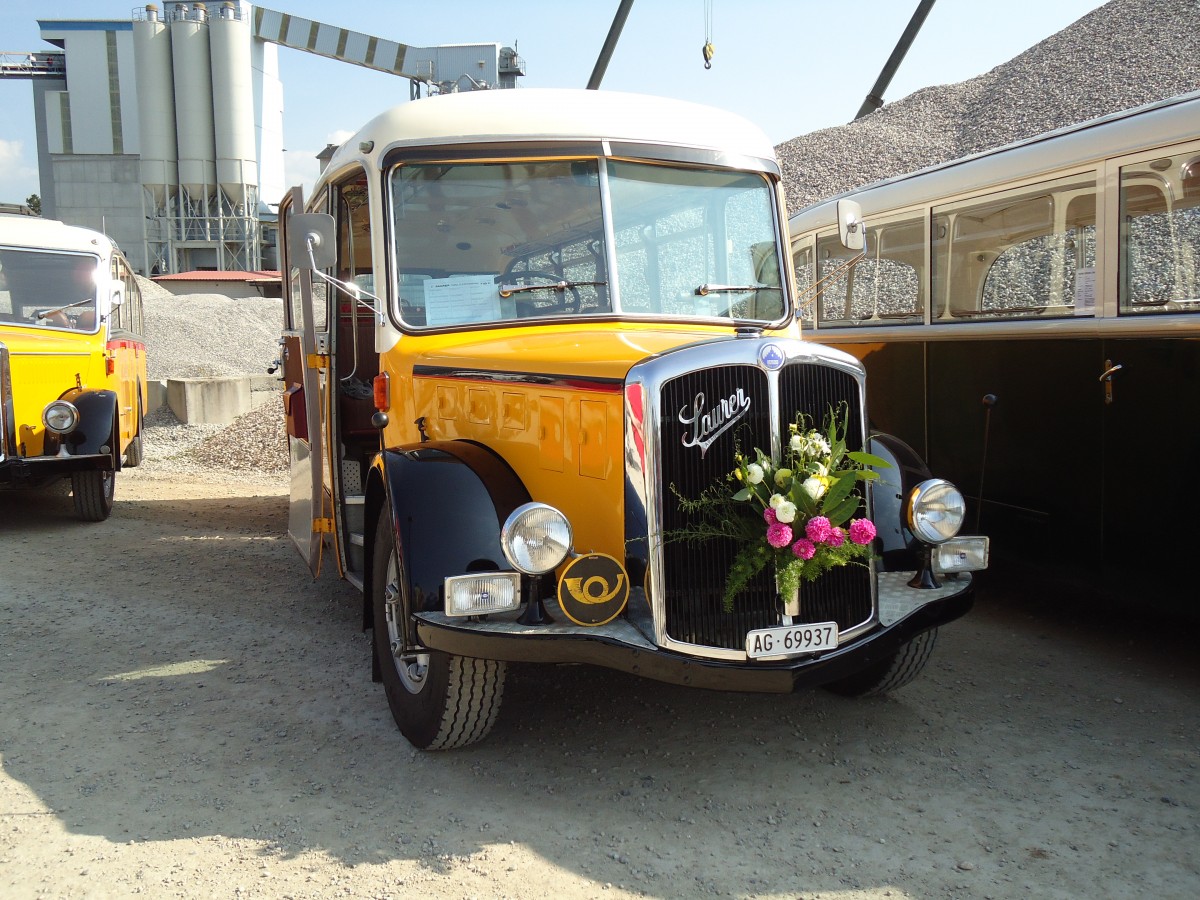 (146'551) - Bl�chlinger, Endingen - AG 69'937 - Saurer/T�scher (ex Dubach, Walde; ex Spescha, Andiast) am 31. August 2013 in Niederbipp, Saurertreffen