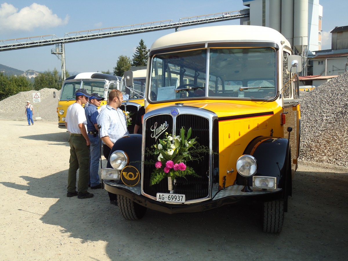 (146'552) - Bl�chlinger, Endingen - AG 69'937 - Saurer/T�scher (ex Dubach, Walde; ex Spescha, Andiast) am 31. August 2013 in Niederbipp, Saurertreffen