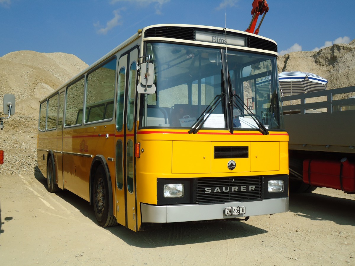 (146'558) - Schmid, Buchs - ZH 605 U - Saurer/T�scher (ex Sol�r+Fontana, Ilanz Nr. 2; ex Sol�r+Fontana, Ilanz Nr. 8) am 31. August 2013 in Niederbipp, Saurertreffen