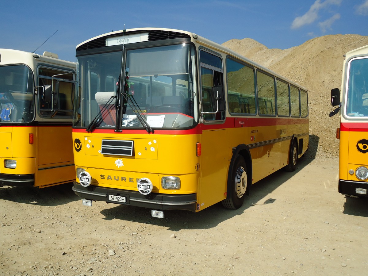 (146'565) - F�ssler, Unteriberg - Nr. 6/SZ 5232 - Saurer/R&J (ex Sch�rch, Gutenburg; ex P 24'358) am 31. August 2013 in Niederbipp, Saurertreffen