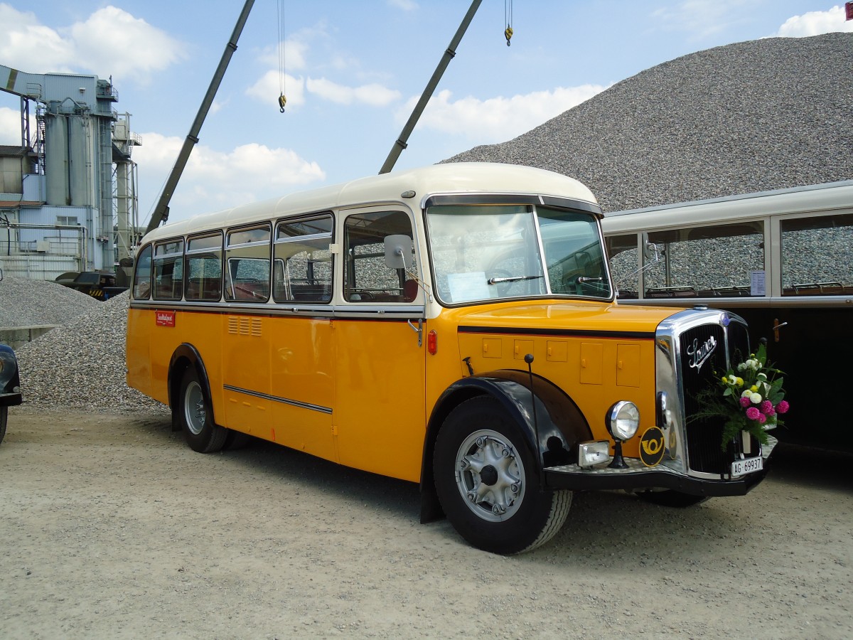 (146'735) - Bl�chlinger, Endingen - AG 69'937 - Saurer/T�scher (ex Dubach, Walde; ex Spescha, Andiast) am 31. August 2013 in Niederbipp, Saurertreffen