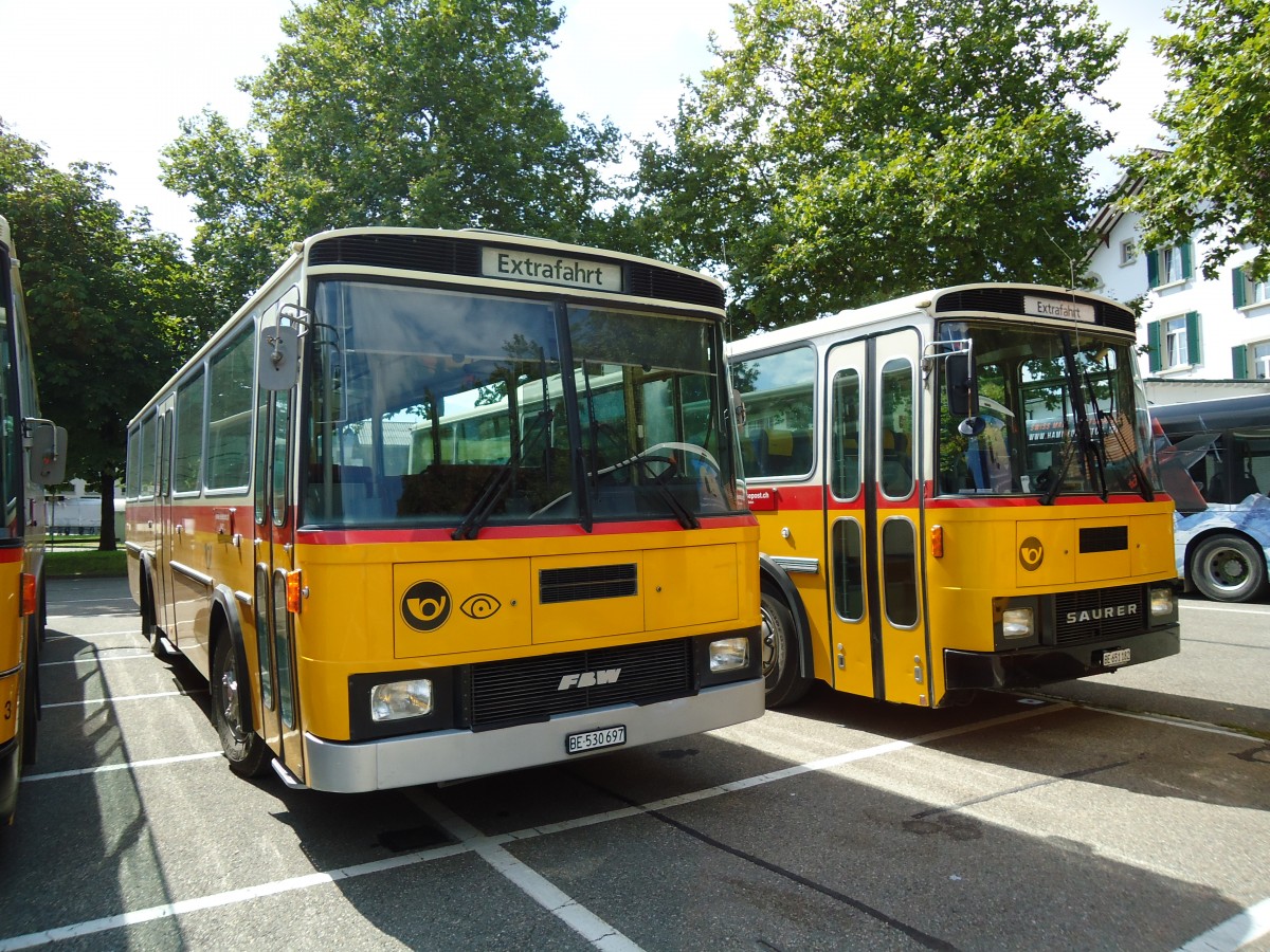 (146'962) - Wegm�ller, Bern - Nr. 12/BE 530'697 - FBW/T�scher (ex Grob, Glattfelden; ex FBW-Club, M�nnedorf; ex Merkli&Solioz, Wetzikon; ex Stutz, Oberlunkhofen Nr. 12) am 1. September 2013 in Burgdorf, Markthalle