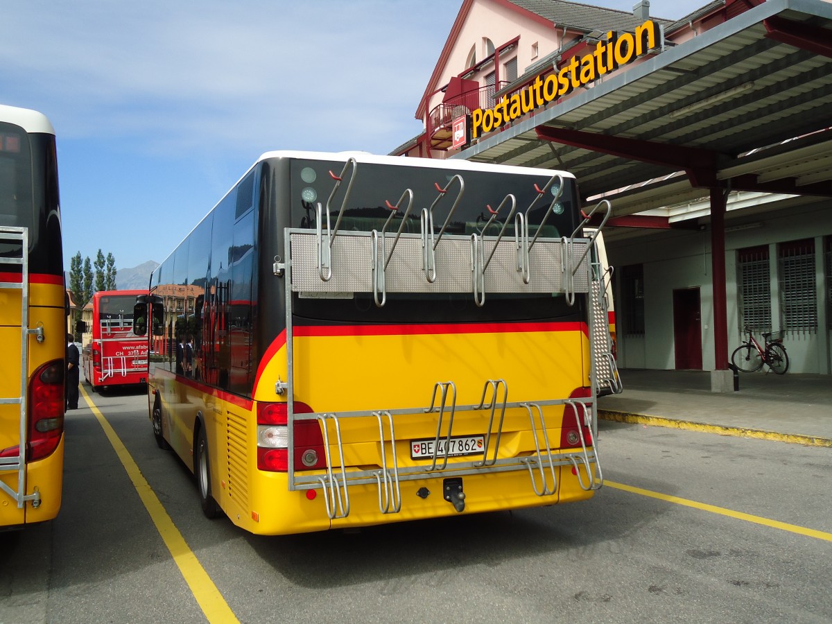 (146'991) - AVG Meiringen - Nr. 62/BE 407'862 - MAN/G�ppel am 2. September 2013 in Meiringen, Postautostation