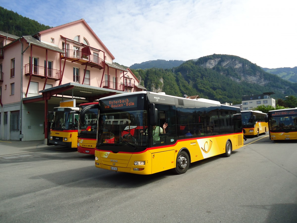 (146'995) - AVG Meiringen - Nr. 62/BE 407'862 - MAN/G�ppel am 2. September 2013 in Meiringen, Postautostation