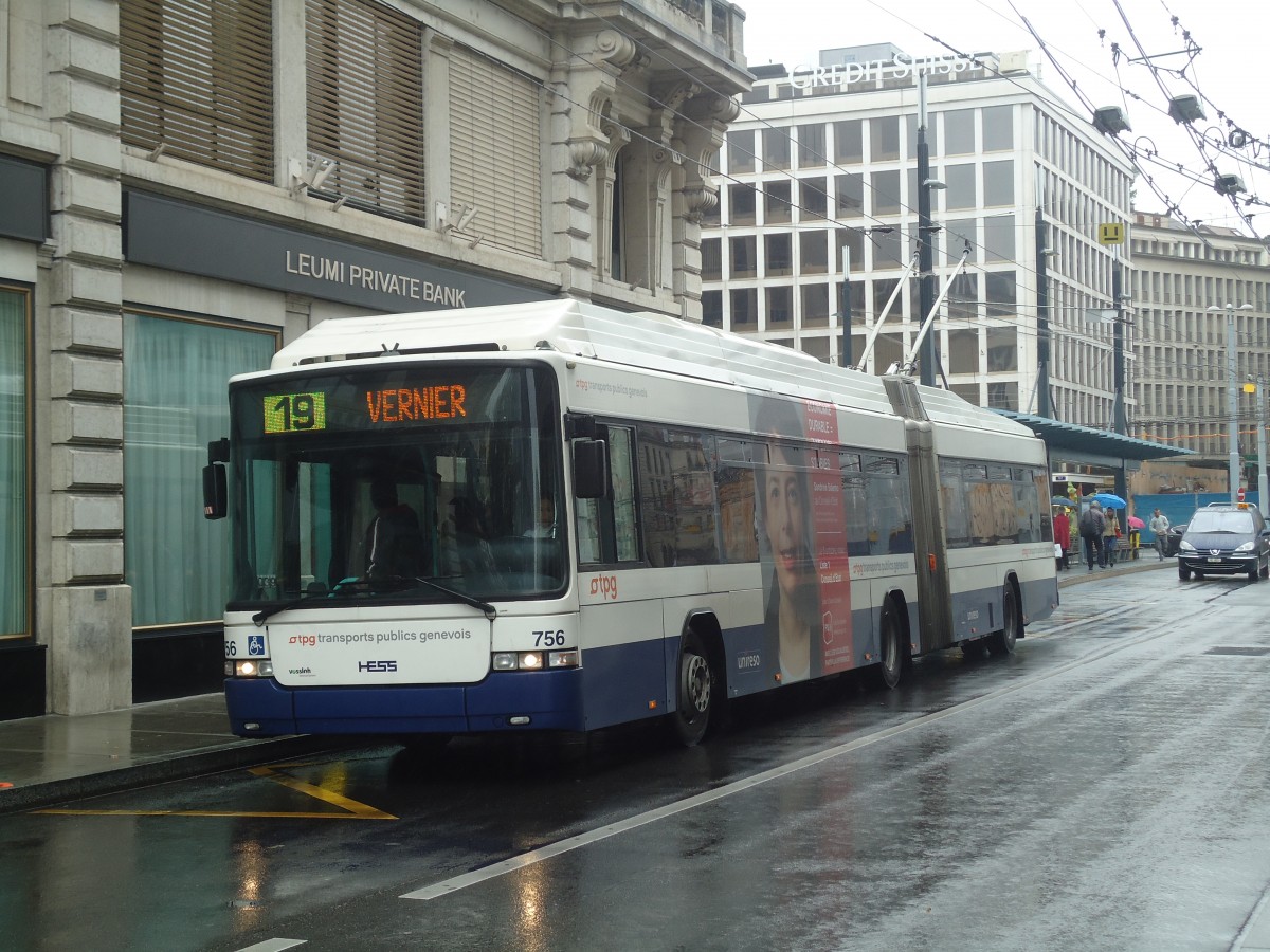 (147'149) - TPG Gen�ve - Nr. 756 - Hess/Hess Gelenktrolleybus am 16. September 2013 in Gen�ve, Bel-Air