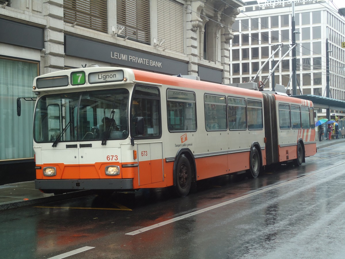 (147'150) - TPG Gen�ve - Nr. 673 - Saurer/Hess Gelenktrolleybus am 16. September 2013 in Gen�ve, Bel-Air