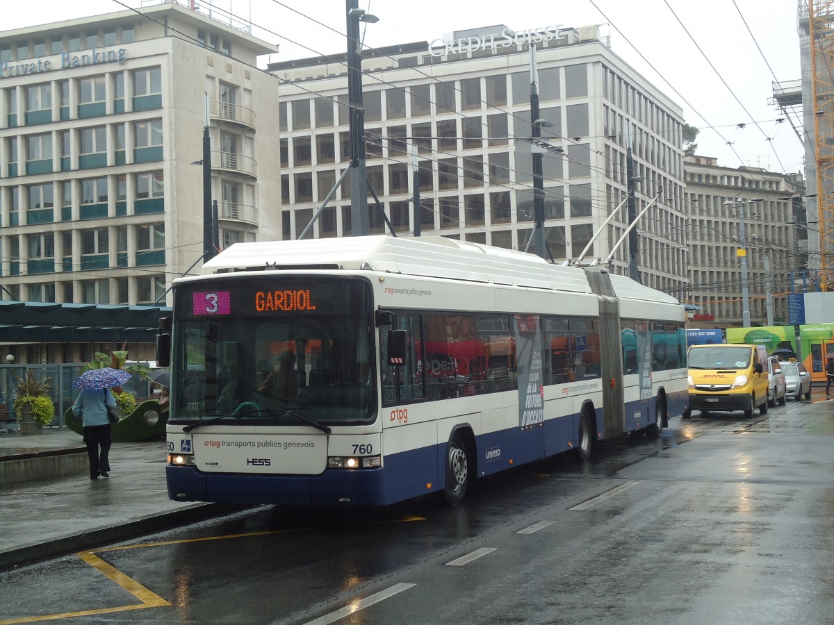 (147'151) - TPG Gen�ve - Nr. 760 - Hess/Hess Gelenktrolleybus am 16. September 2013 in Gen�ve, Bel-Air