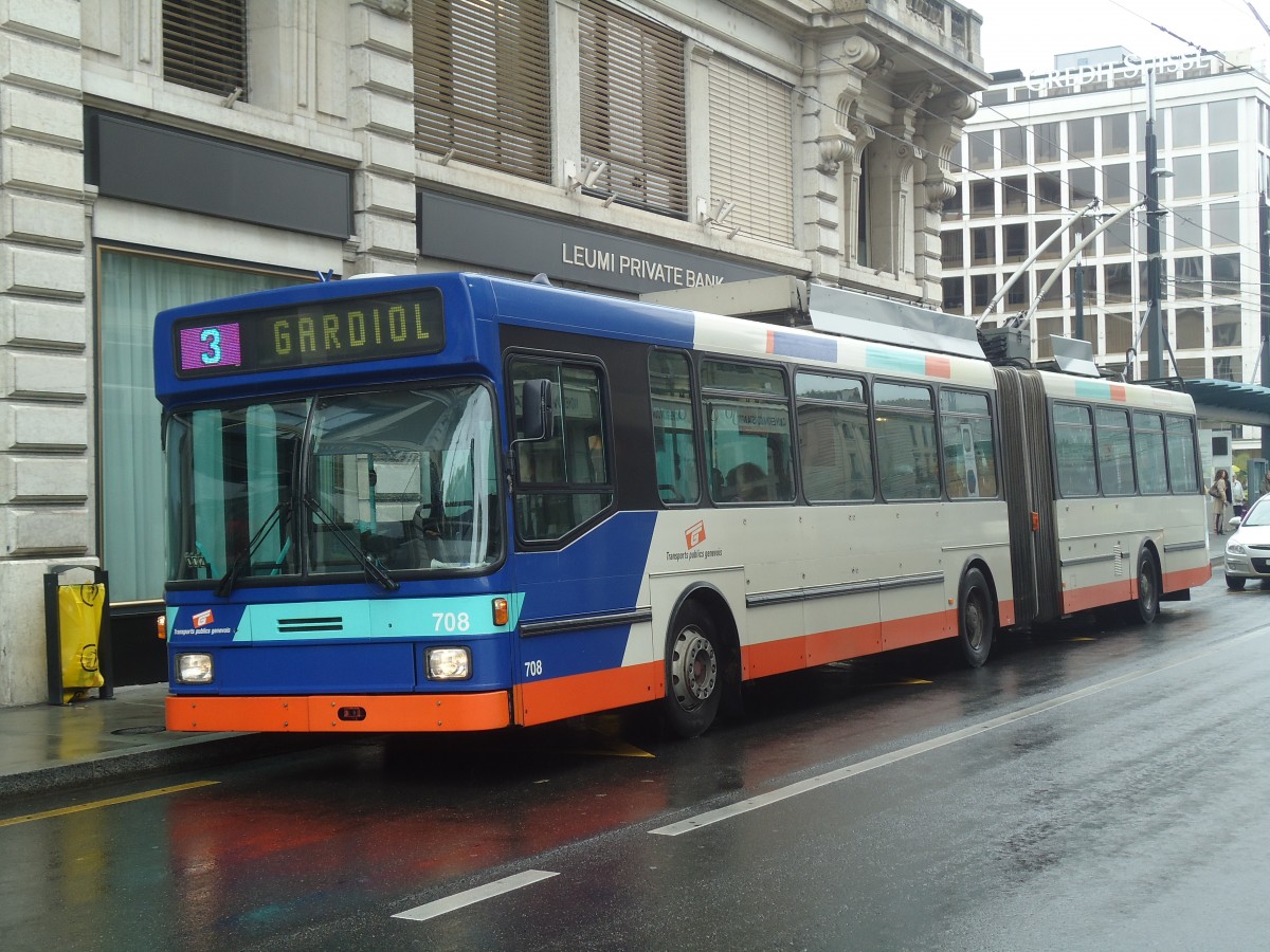 (147'187) - TPG Gen�ve - Nr. 708 - NAW/Hess Gelenktrolleybus am 16. September 2013 in Gen�ve, Bel-Air