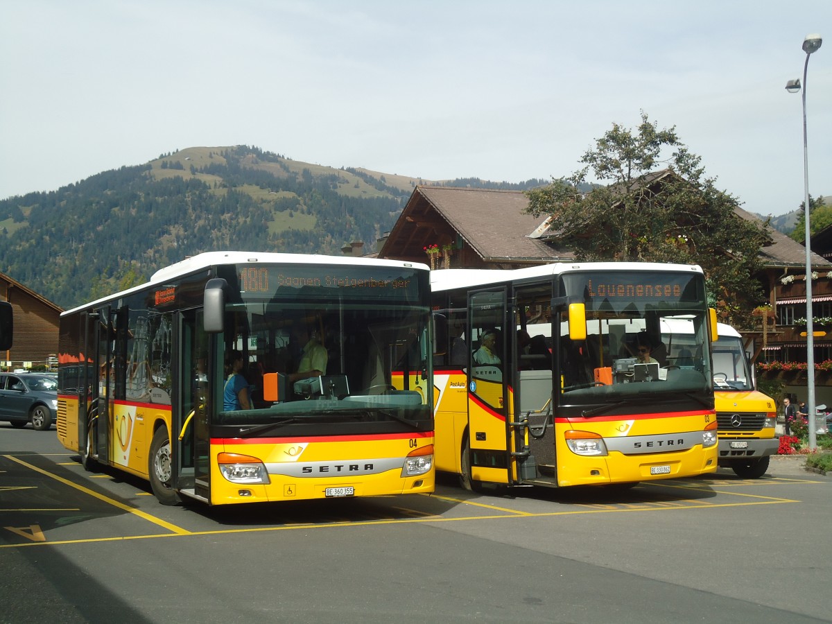 (147'379) - K�bli, Gstaad - Nr. 4/BE 360'355 - Setra am 28. September 2013 beim Bahnhof Gstaad