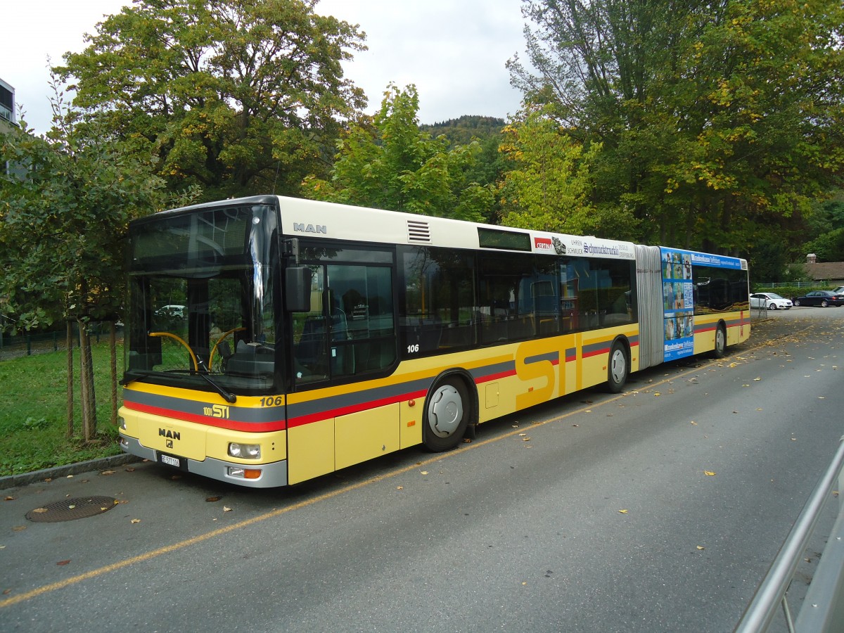 (147'465) - STI Thun - Nr. 106/BE 577'106 - MAN am 5. Oktober 2013 bei der Schiffl�ndte Thun
