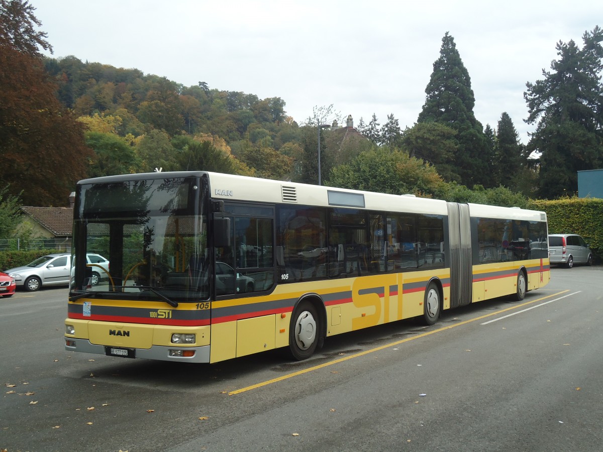 (147'530) - STI Thun - Nr. 105/BE 577'105 - MAN am 20. Oktober 2013 bei der Schiffl�ndte Thun