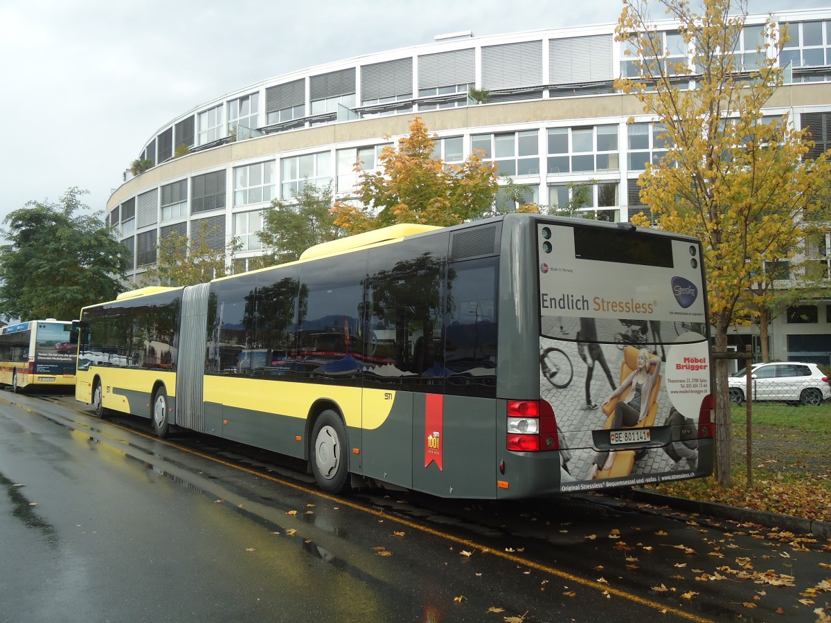 (147'552) - STI Thun - Nr. 141/BE 801'141 - MAN am 23. Oktober 2013 bei der Schiffl�ndte Thun