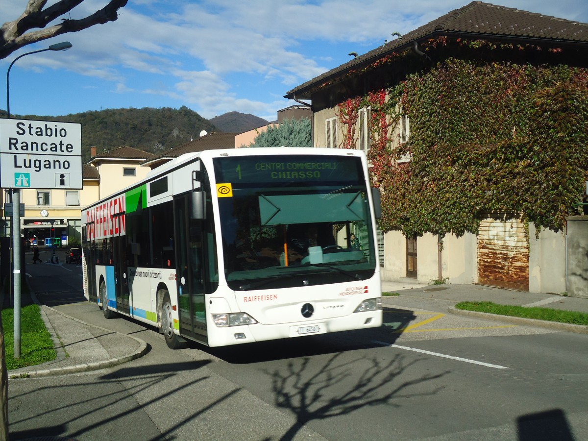 (147'848) - AMSA Chiasso - Nr. 7/TI 64'507 - Mercedes (ex Vorf�hrfahrzeug Rizzi) am 6. November 2013 beim Bahnhof Mendrisio