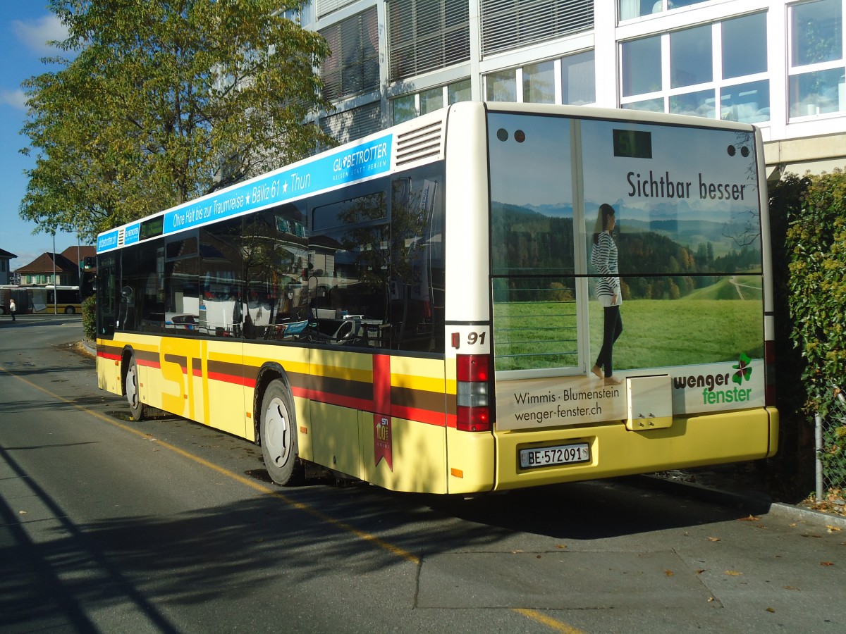 (148'055) - STI Thun - Nr. 91/BE 572'091 - MAN am 11. November 2013 bei der Schiffl�ndte Thun