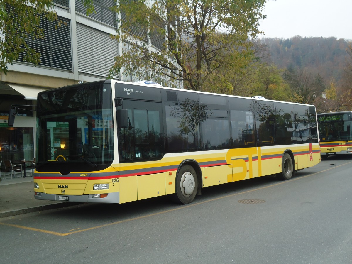 (148'084) - STI Thun - Nr. 126/BE 700'126 - MAN am 17. November 2013 bei der Schiffl�ndte Thun