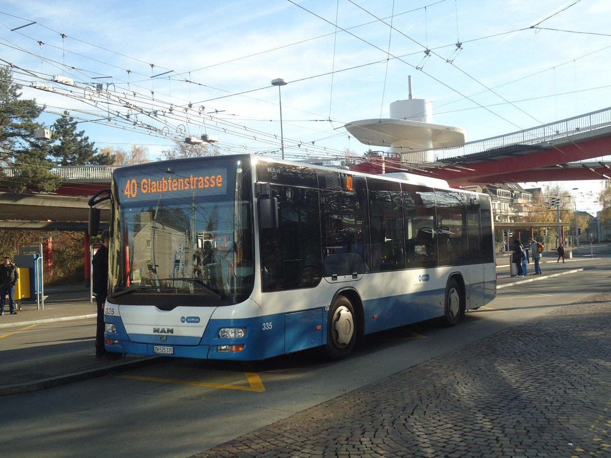 (148'263) - VBZ Z�rich - Nr. 335/ZH 525'335 - MAN/G�ppel am 9. Dezember 2013 in Z�rich, Bucheggplatz