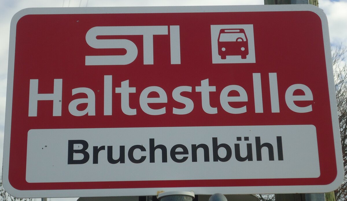 (148'319) - STI-Haltestellenschild - Heimenschwand, Bruchenb�hl - am 15. Dezember 2013