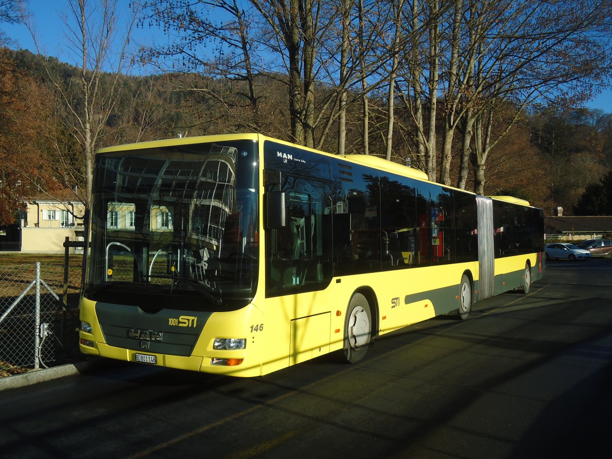 (148'428) - STI Thun - Nr. 146/BE 801'146 - MAN am 23. Dezember 2013 bei der Schiffl�ndte Thun