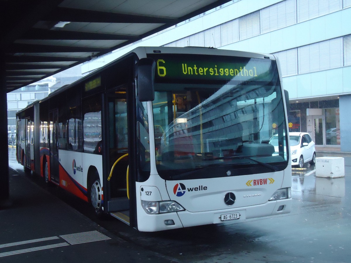 (148'463) - Inderm�hle, Rekingen - Nr. 127/AG 6723 - Mercedes am 26. Dezember 2013 beim Bahnhof Baden