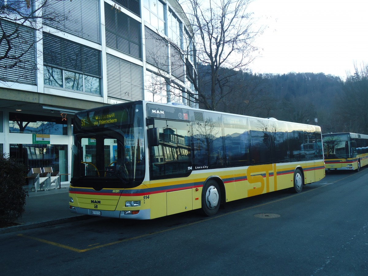 (148'608) - STI Thun - Nr. 114/BE 700'114 - MAN am 31. Dezember 2013 bei der Schiffl�ndte Thun
