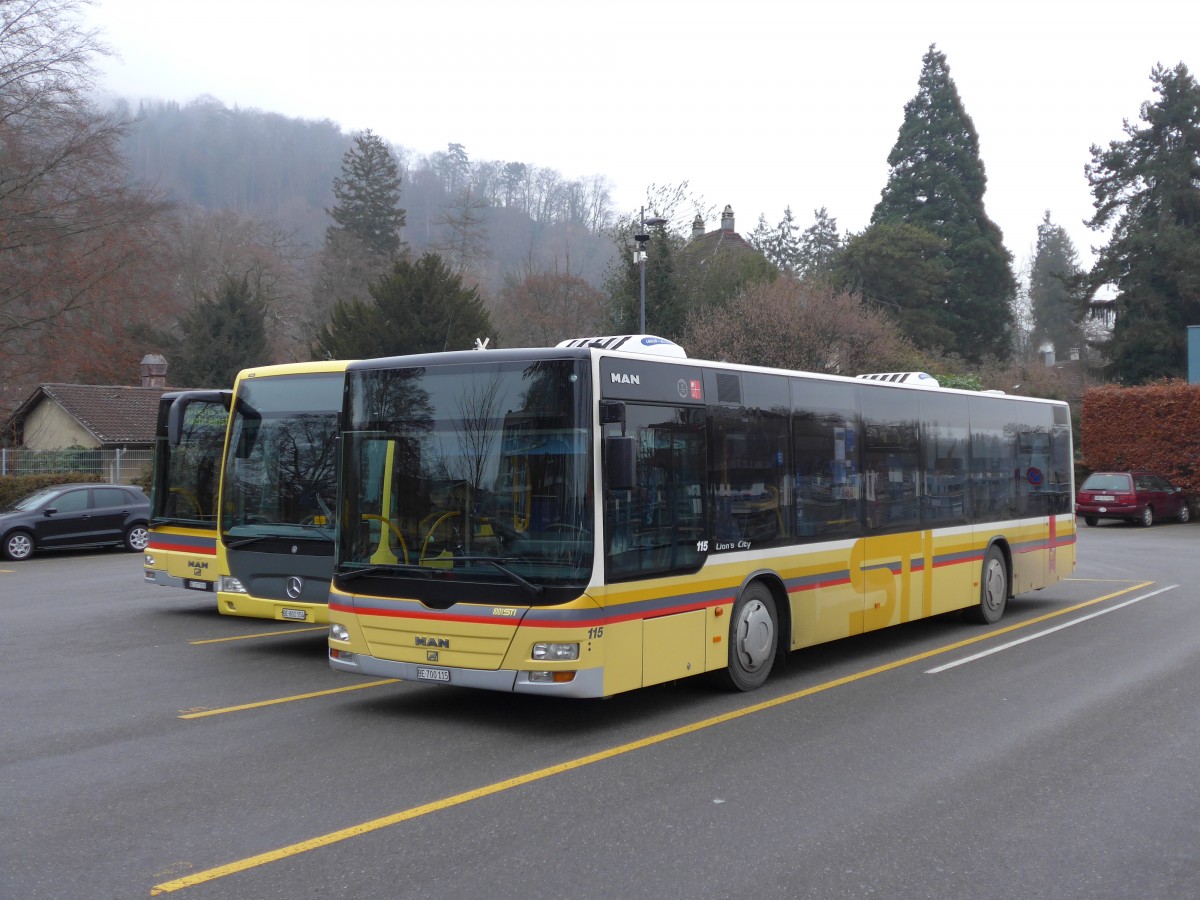 (148'647) - STI Thun - Nr. 115/BE 700'115 - MAN am 20. Januar 2014 bei der Schiffl�ndte Thun