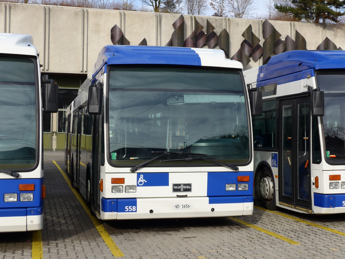 (148'746) - TL Lausanne - Nr. 558/VD 1656 - Van Hool am 2. Februar 2014 in Lausanne, D�p�t Borde