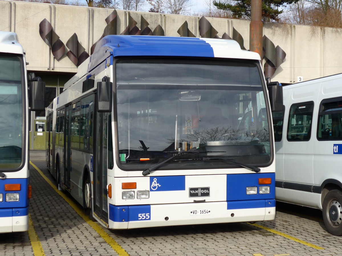 (148'747) - TL Lausanne - Nr. 555/VD 1654 - Van Hool am 2. Februar 2014 in Lausanne, D�p�t Borde