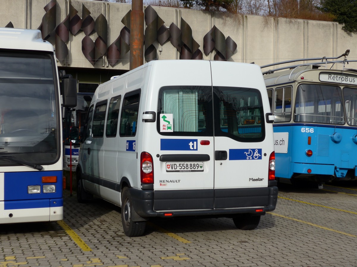 (148'748) - TL Lausanne - Nr. 16/VD 558'889 - Renault am 2. Februar 2014 in Lausanne, D�p�t Borde