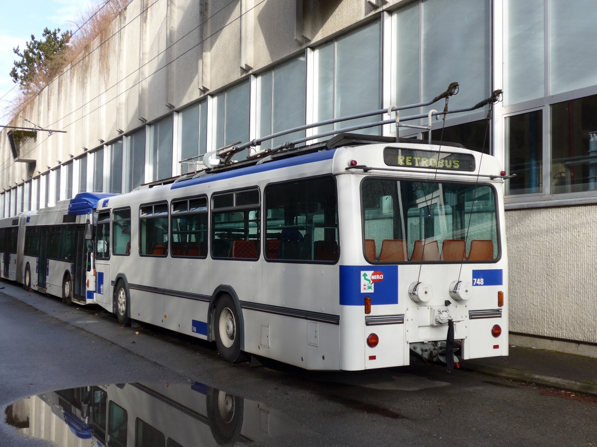 (148'751) - TL Lausanne (R�trobus) - Nr. 748 - FBW/Hess Trolleybus am 2. Februar 2014 in Lausanne, D�p�t Borde
