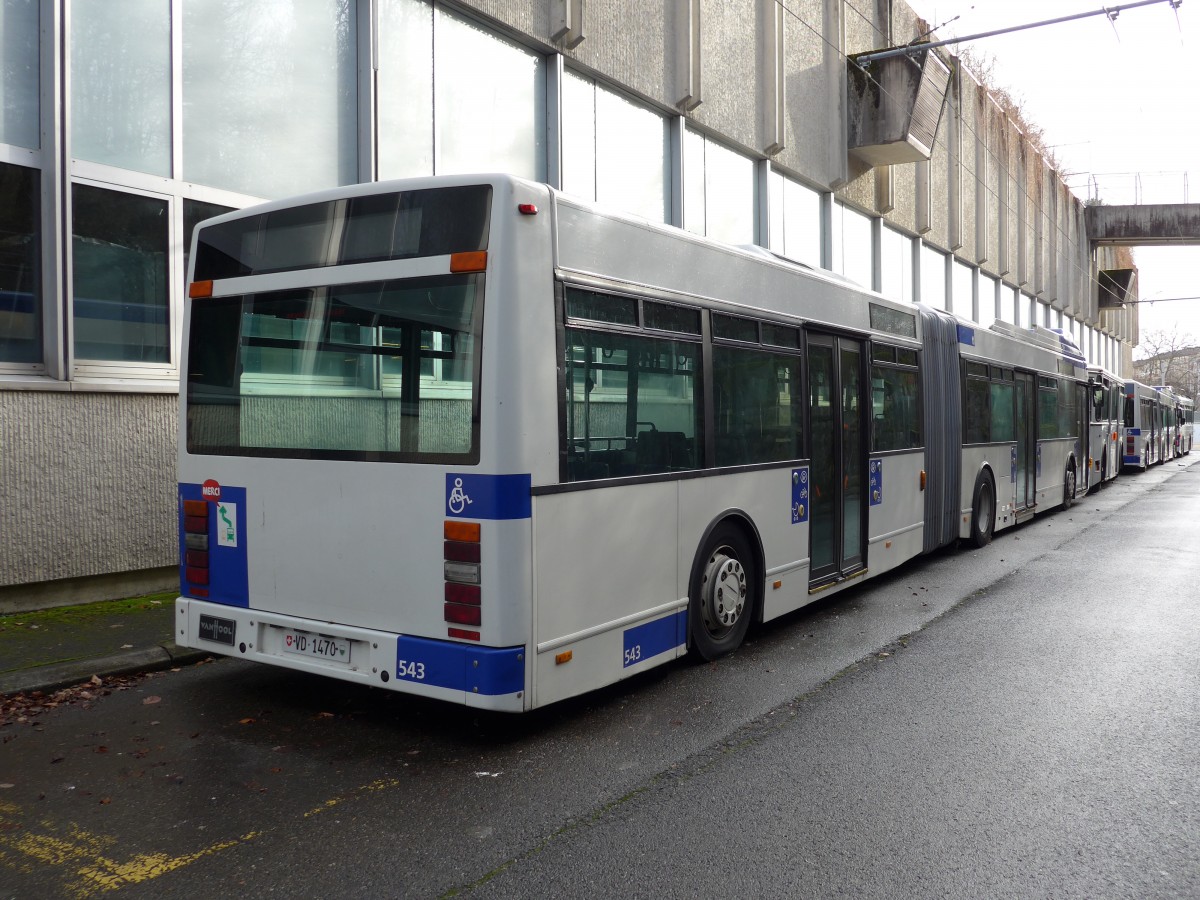 (148'753) - TL Lausanne - Nr. 543/VD 1470 - Van Hool am 2. Februar 2014 in Lausanne, D�p�t Borde