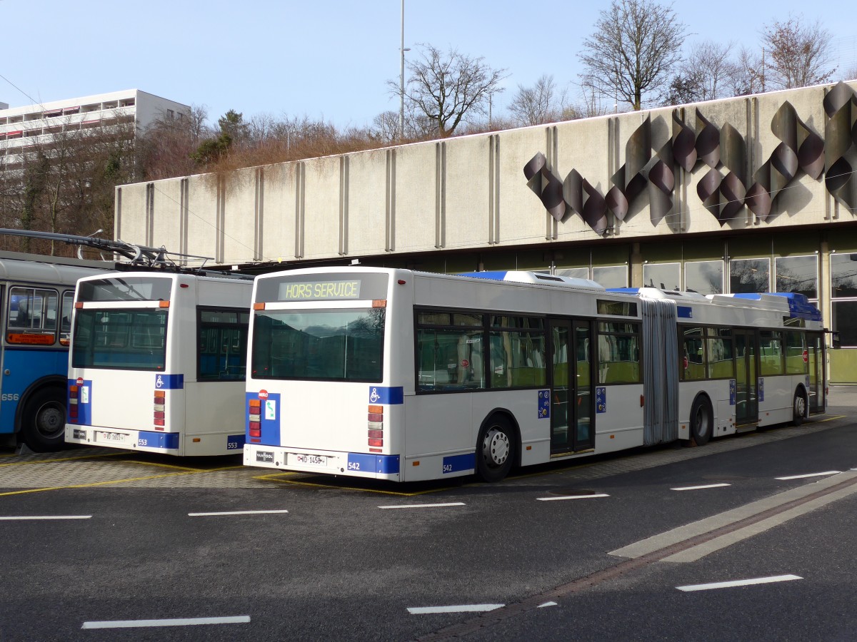 (148'757) - TL Lausanne - Nr. 542/VD 1458 - Van Hool am 2. Februar 2014 in Lausanne, D�p�t Borde