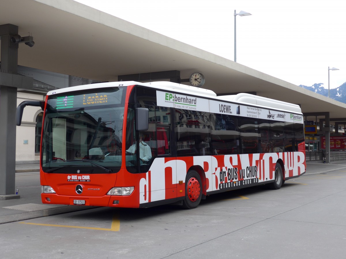 (149'128) - SBC Chur - Nr. 3/GR 97'503 - Mercedes am 1. M�rz 2014 beim Bahnhof Chur