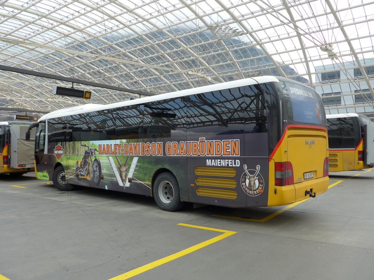 (149'170) - PostAuto Graub�nden - GR 162'987 - MAN am 1. M�rz 2014 in Chur, Postautostation