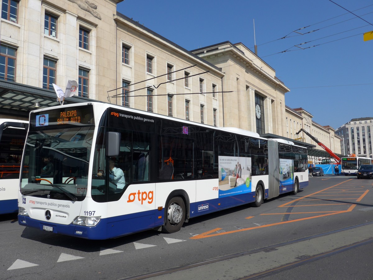(149'229) - TPG Gen�ve - Nr. 1197/GE 961'271 - Mercedes am 9. M�rz 2014 beim Bahnhof Gen�ve