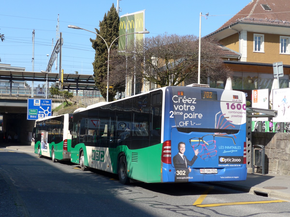 (149'240) - MBC Morges - Nr. 302/VD 196'152 - Mercedes am 9. M�rz 2014 beim Bahnhof Morges
