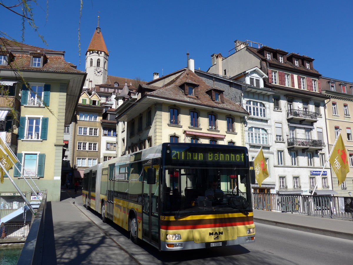 (149'360) - STI Thun - Nr. 89/BE 572'089 - MAN am 17. M�rz 2014 in Thun, Sinnebr�cke