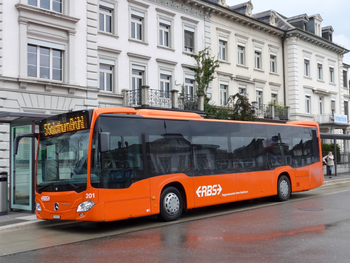 (149'372) - RBS Worblaufen - Nr. 201/BE 800'201 - Mercedes am 23. M�rz 2014 beim Hauptbahnhof Solothurn