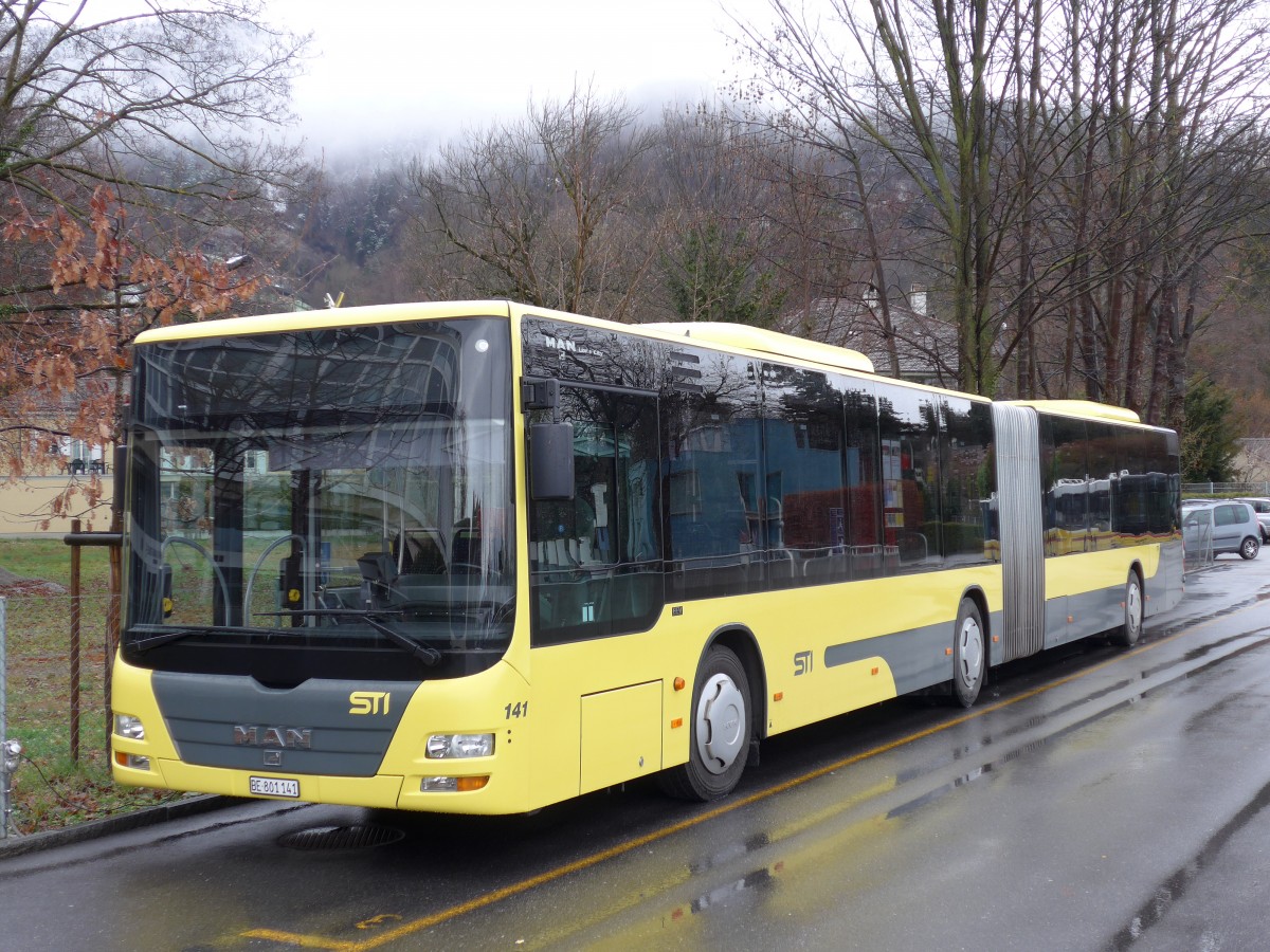 (149'386) - STI Thun - Nr. 141/BE 801'141 - MAN am 23. M�rz 2014 bei der Schiffl�ndte Thun