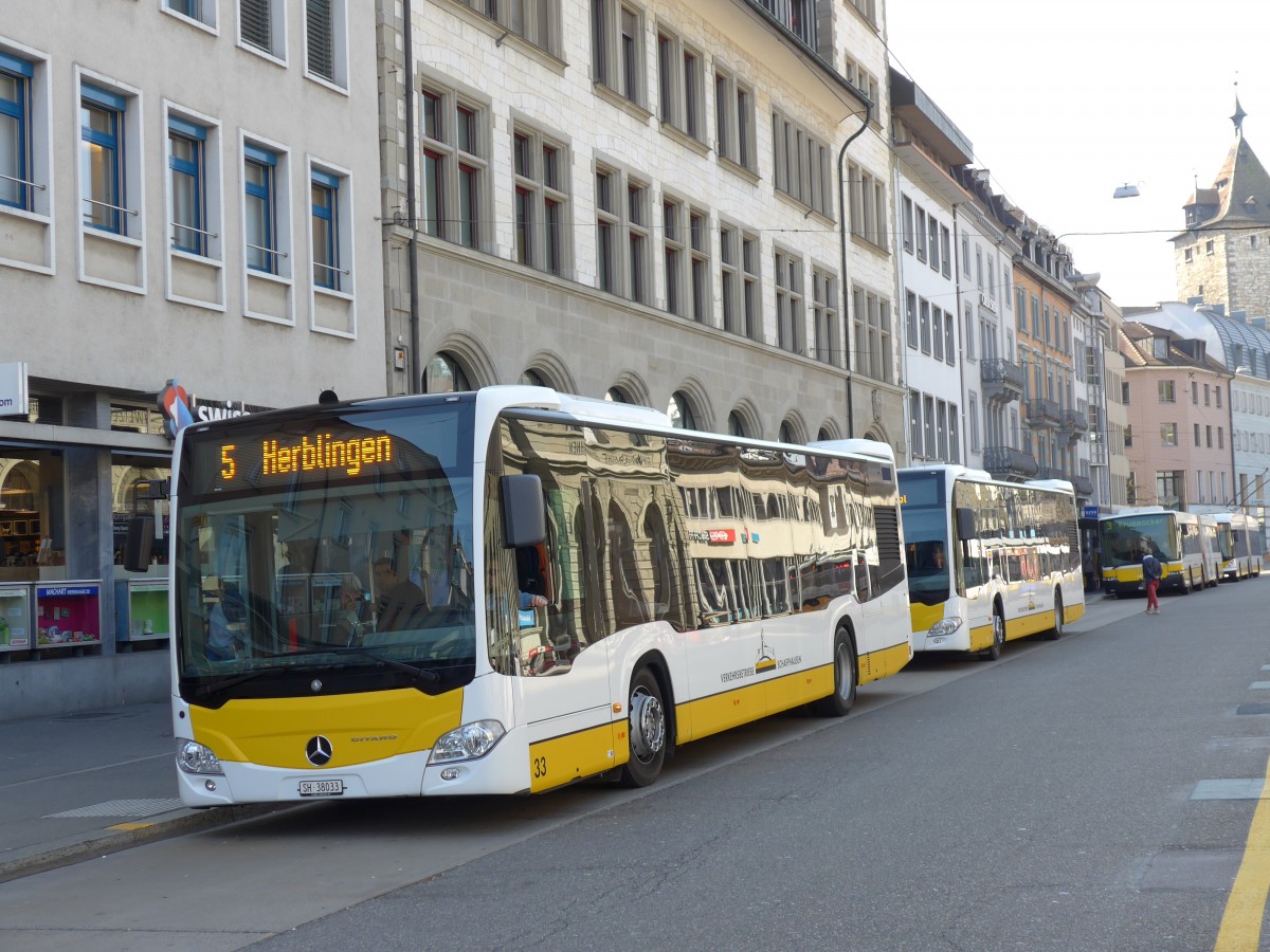 (149'402) - VBSH Schaffhausen - Nr. 33/SH 38'033 - Mercedes am 29. M�rz 2014 beim Bahnhof Schaffhausen