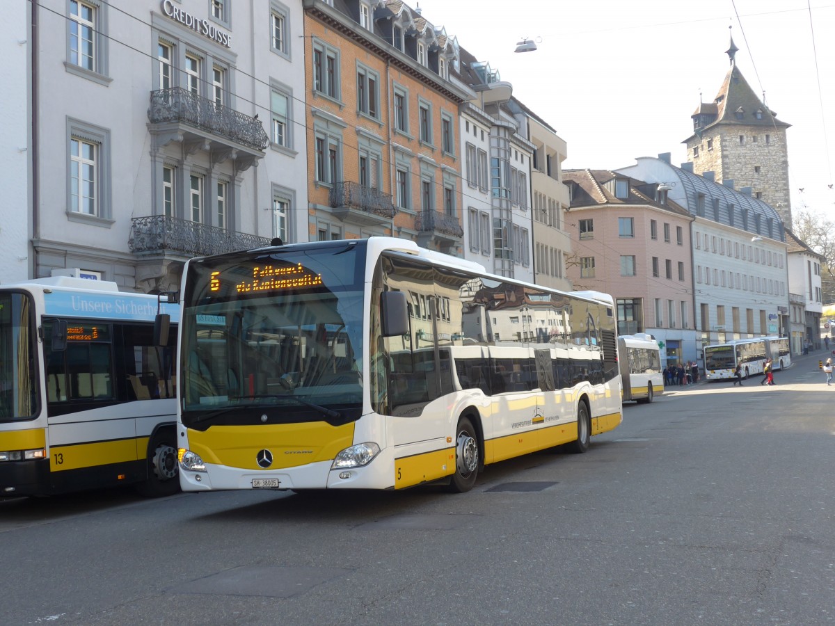 (149'408) - VBSH Schaffhausen - Nr. 5/SH 38'005 - Mercedes am 29. M�rz 2014 beim Bahnhof Schaffhausen