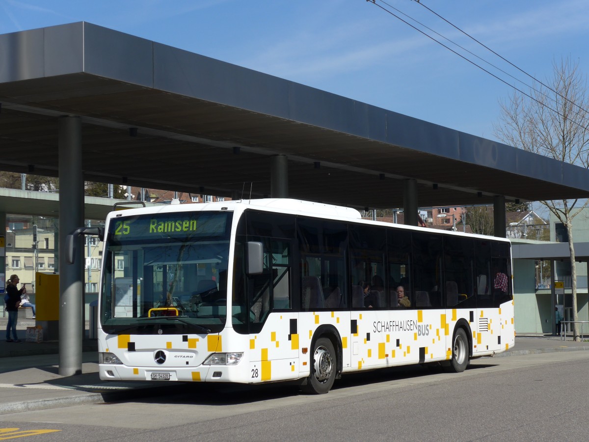 (149'416) - SB Schaffhausen - Nr. 28/SH 54'328 - Mercedes am 29. M�rz 2014 beim Bahnhof Schaffhausen