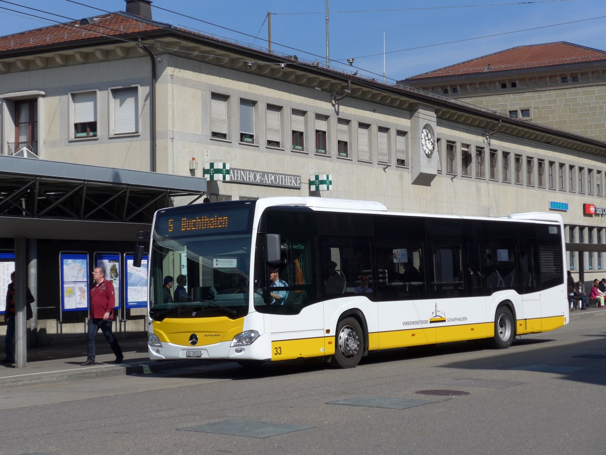 (149'423) - VBSH Schaffhausen - Nr. 33/SH 38'033 - Mercedes am 29. M�rz 2014 beim Bahnhof Schaffhausen