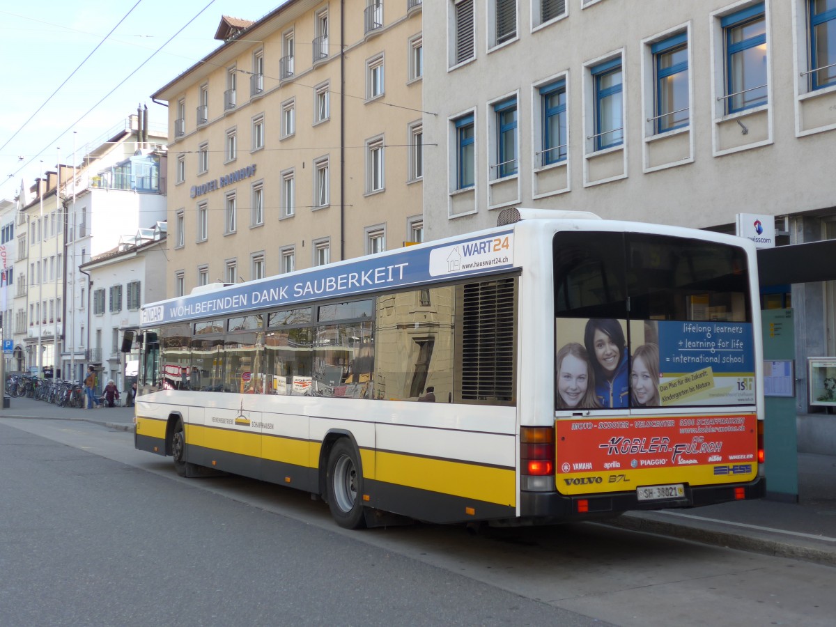 (149'430) - VBSH Schaffhausen - Nr. 21/SH 38'021 - Volvo/Hess am 29. M�rz 2014 beim Bahnhof Schaffhausen