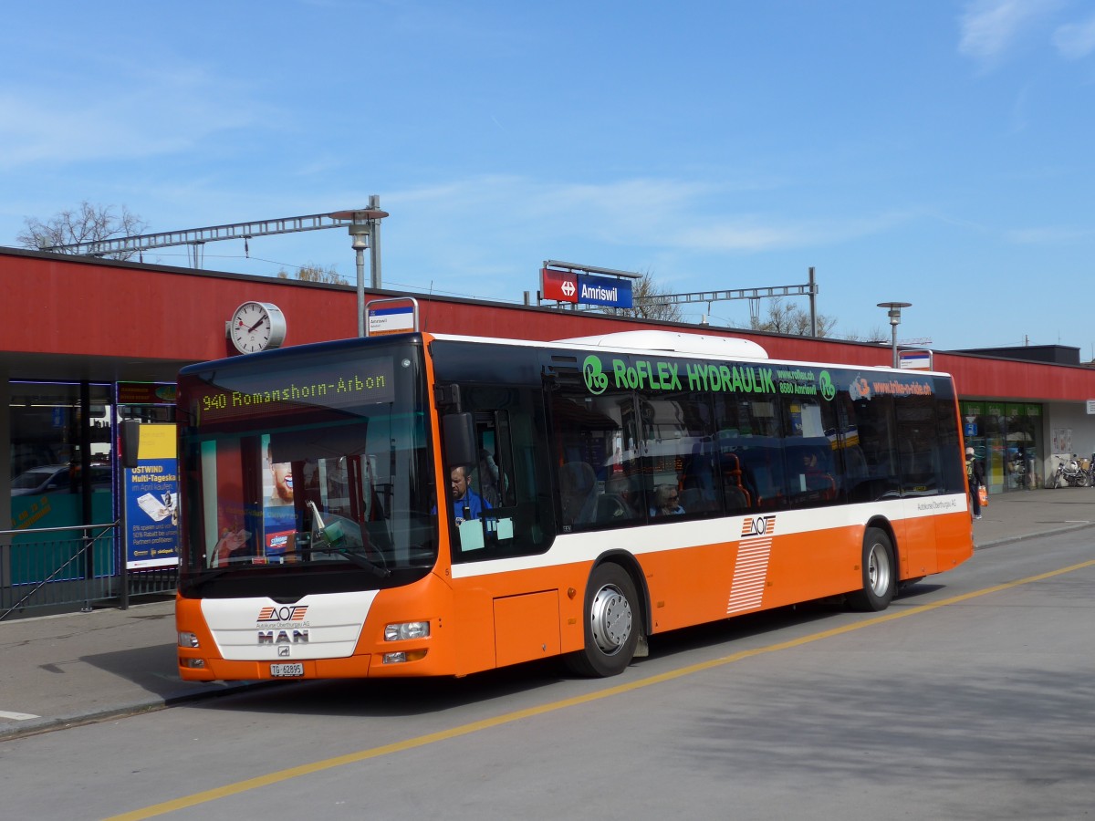 (149'446) - AOT Amriswil - Nr. 5/TG 62'895 - MAN am 29. M�rz 2014 beim Bahnhof Amriswil