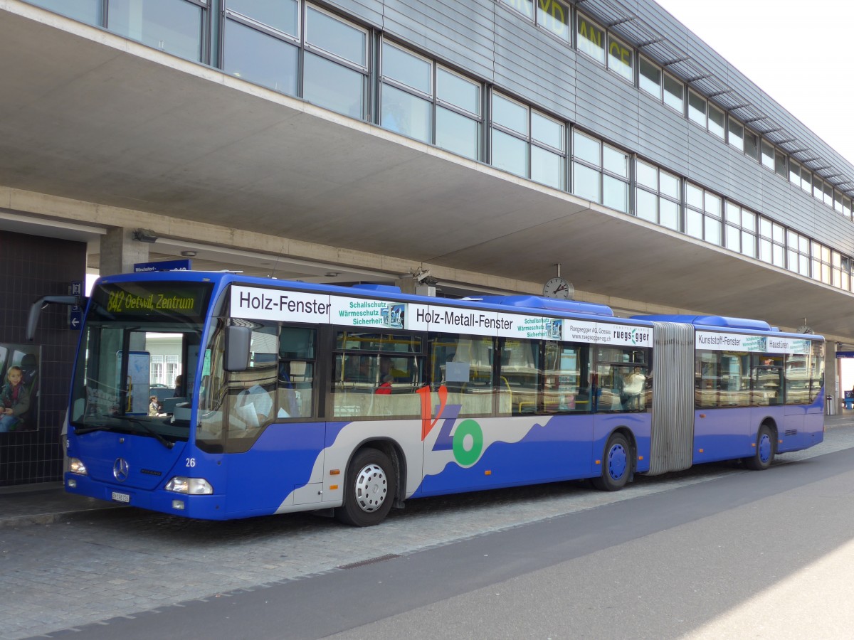 (149'481) - VZO Gr�ningen - Nr. 26/ZH 198'726 - Mercedes am 31. M�rz 2014 beim Bahnhof Uster