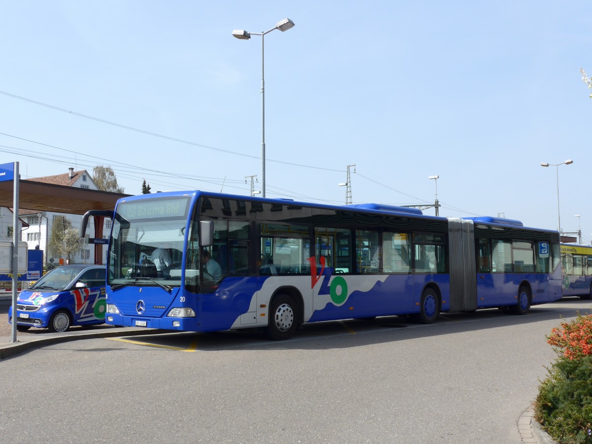 (149'488) - VZO Gr�ningen - Nr. 20/ZH 41'420 - Mercedes am 31. M�rz 2014 beim Bahnhof Wetzikon