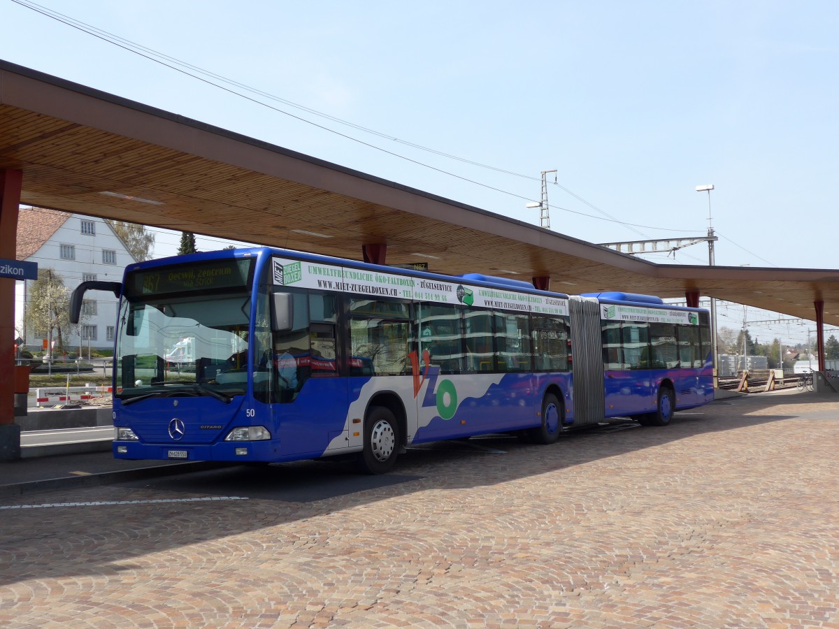 (149'490) - VZO Gr�ningen - Nr. 50/ZH 628'550 - Mercedes am 31. M�rz 2014 beim Bahnhof Wetzikon