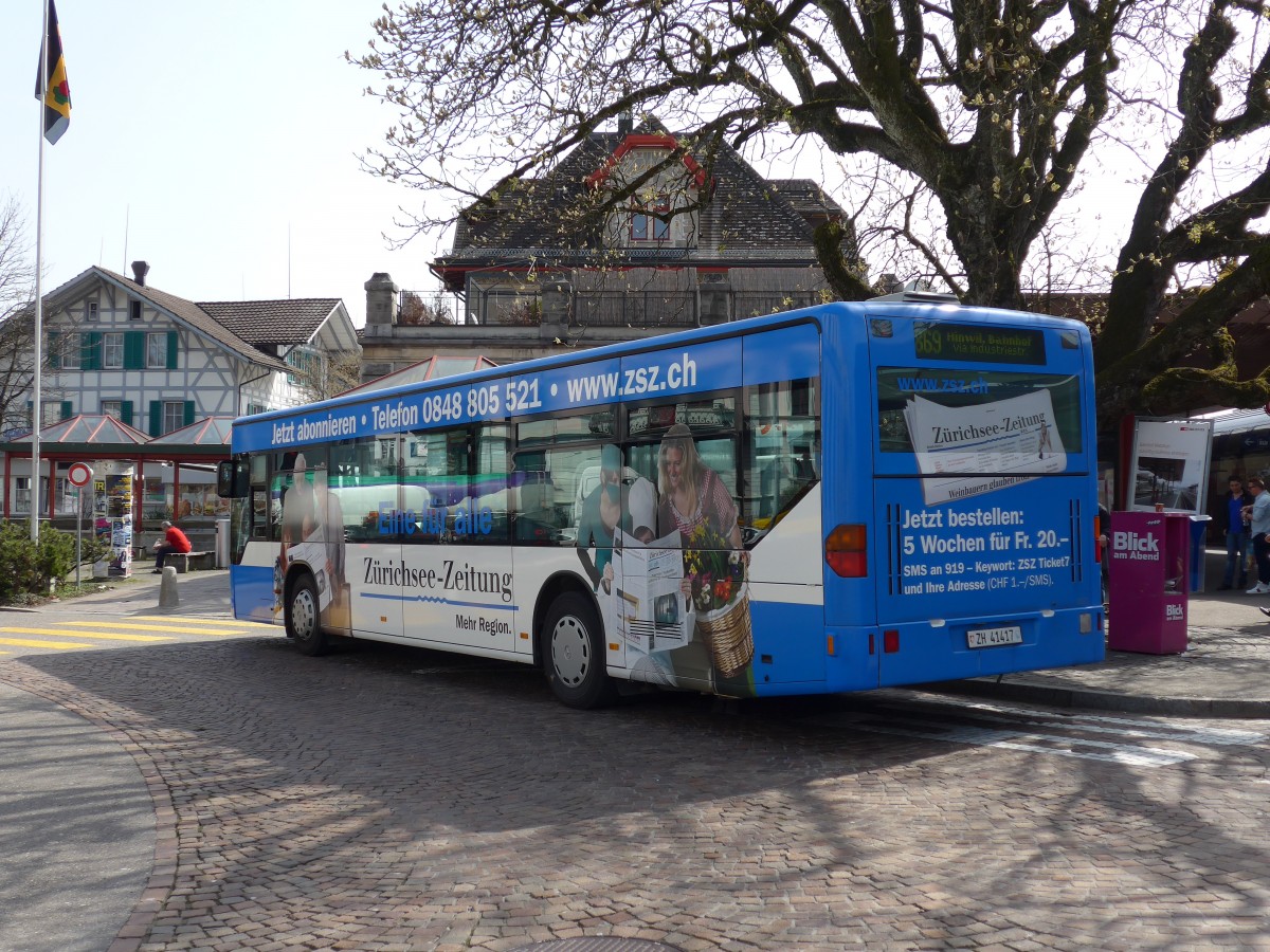 (149'493) - VZO Gr�ningen - Nr. 17/ZH 41'417 - Mercedes am 31. M�rz 2014 beim Bahnhof Wetzikon