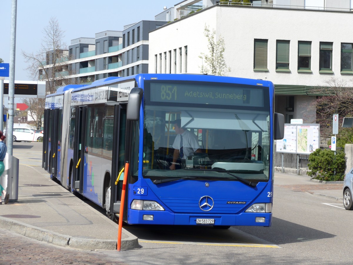 (149'498) - VZO Gr�ningen - Nr. 29/ZH 583'729 - Mercedes am 31. M�rz 2014 beim Bahnhof Wetzikon